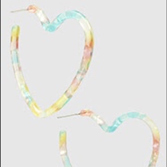 Acetate Pastels Open Heart Hoop Tortoise Earrings - Picture 2 of 5